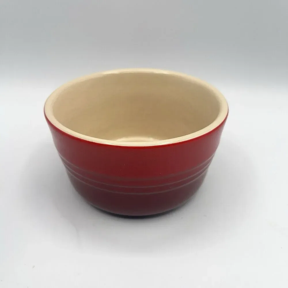 LE CREUSET Red Ramekin Stoneware Custard Cup French Kitchenware